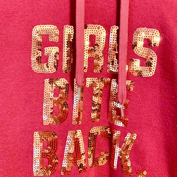 Rue21 Hot Pink Hoodie Sz L Sequin Gold Lettering - Picture 4 of 7